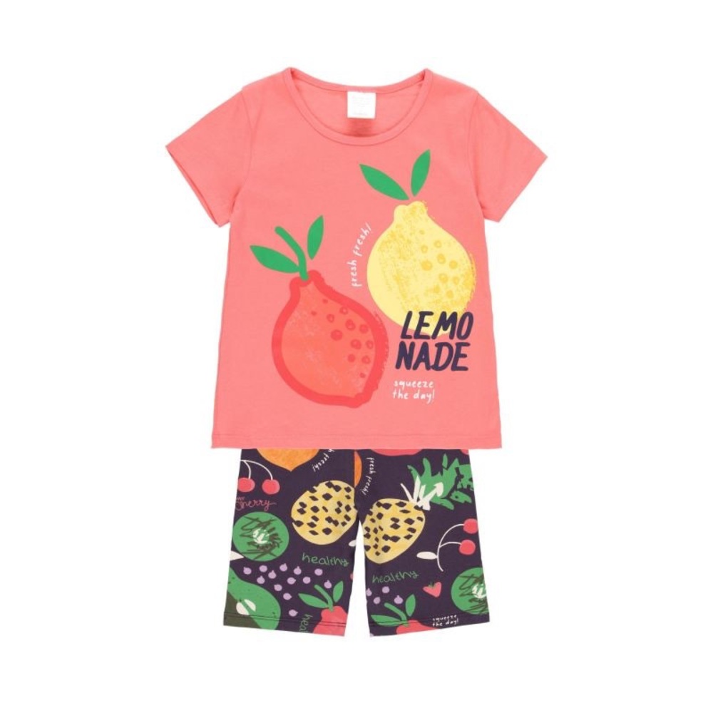 Lemonade Kids T-shirt and Short Legging Set - Coral and Purple
